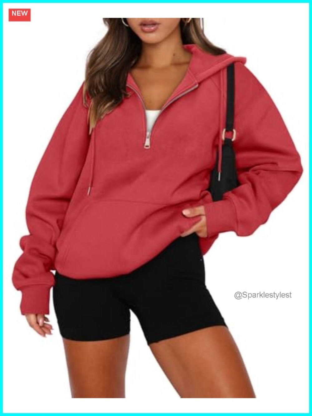Women's Half Zip Pullover Hoodie Oversized Y2K Sweatshirt Kangaroo Pocket